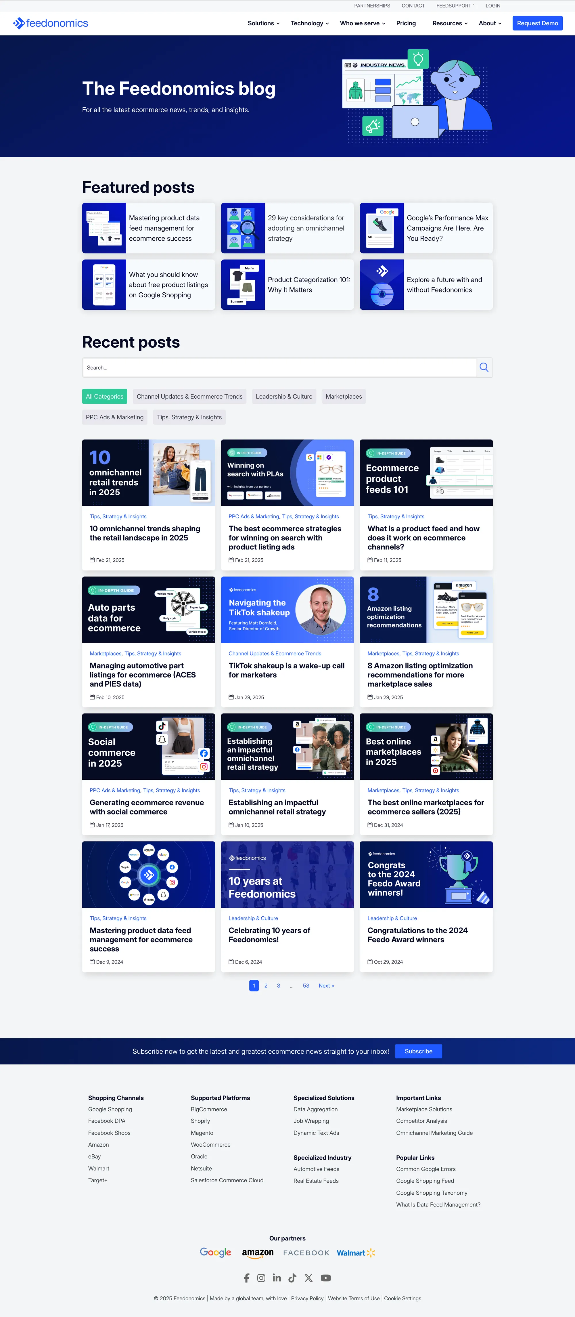 The previous Feedonomics blog page with featured and recent posts