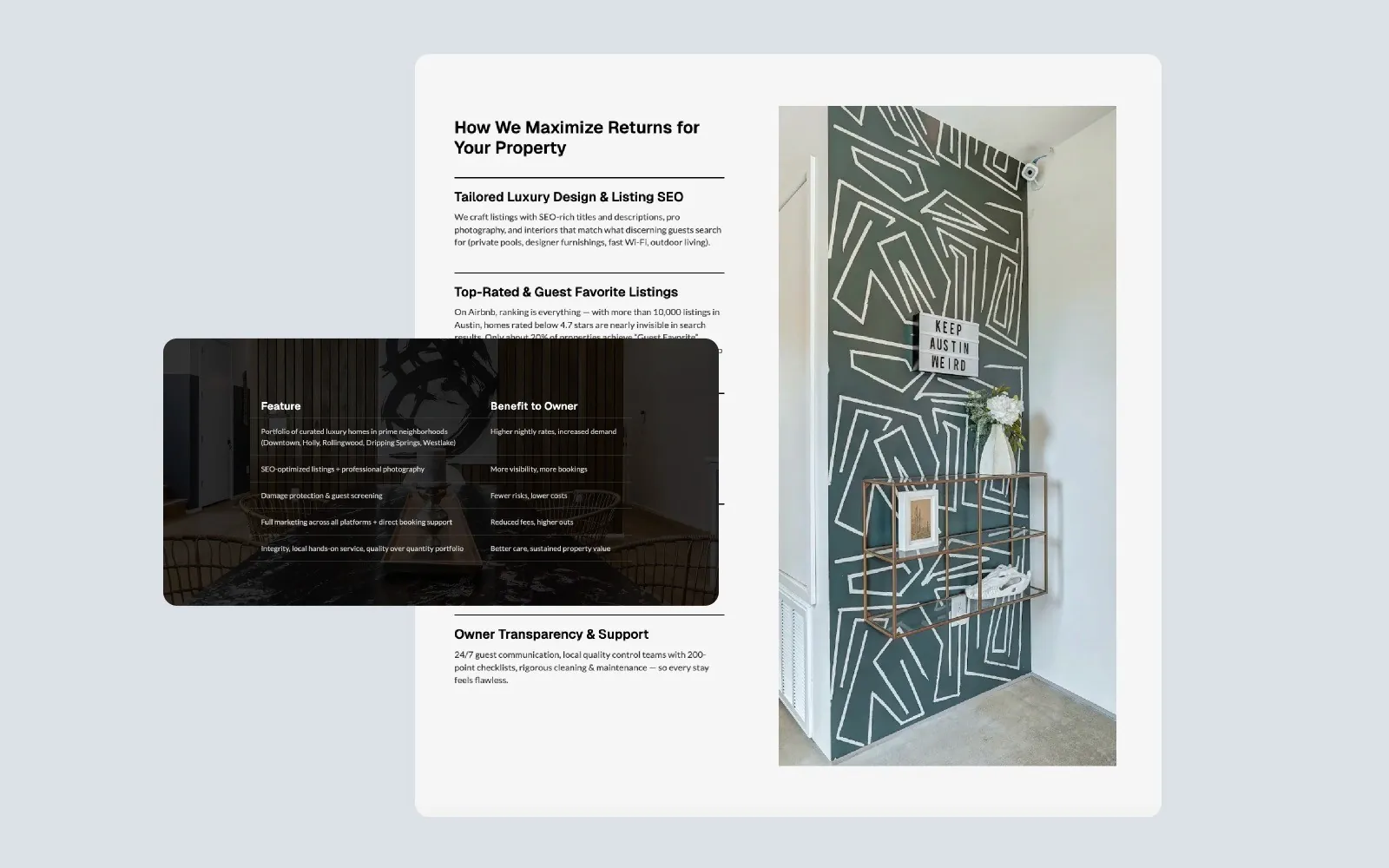 Five Star owner page explaining how the company maximizes returns for property owners